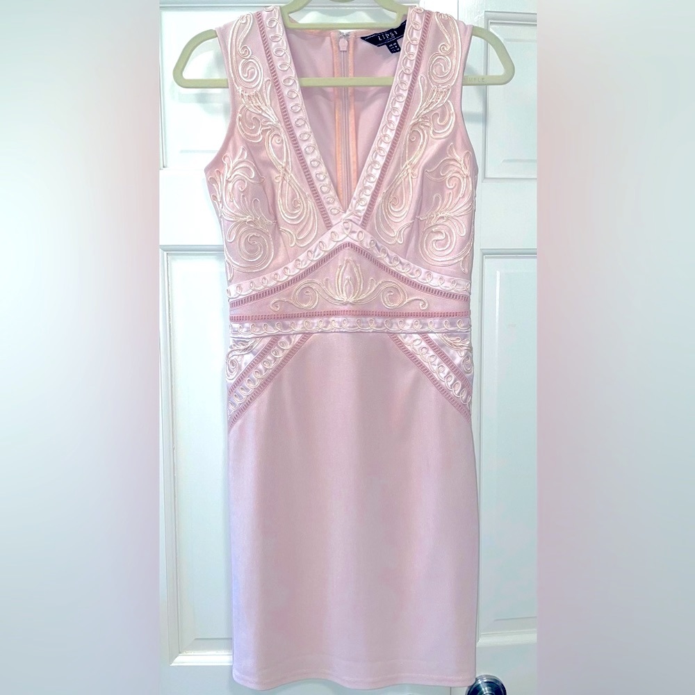 Lipsy Pink Embroidered Dress